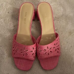 Nine West pink block heels, sz 7.5